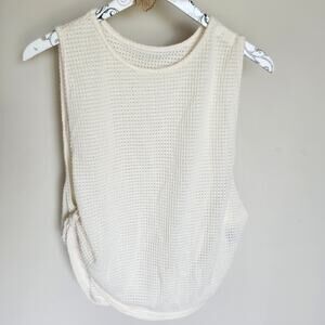 Beige Sleeveless Knit Tank Large